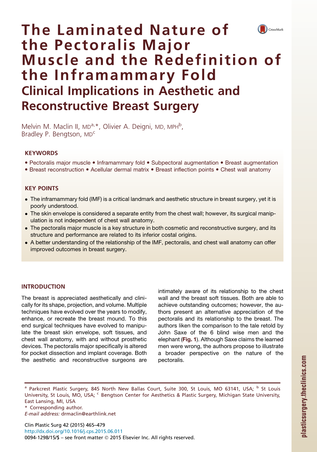 The Laminated Nature of the Pectoralis Major Muscle and the Redefinition of the Inframammary Fold Clinical Implications in Aesthetic and Reconstructive Breast Surgery