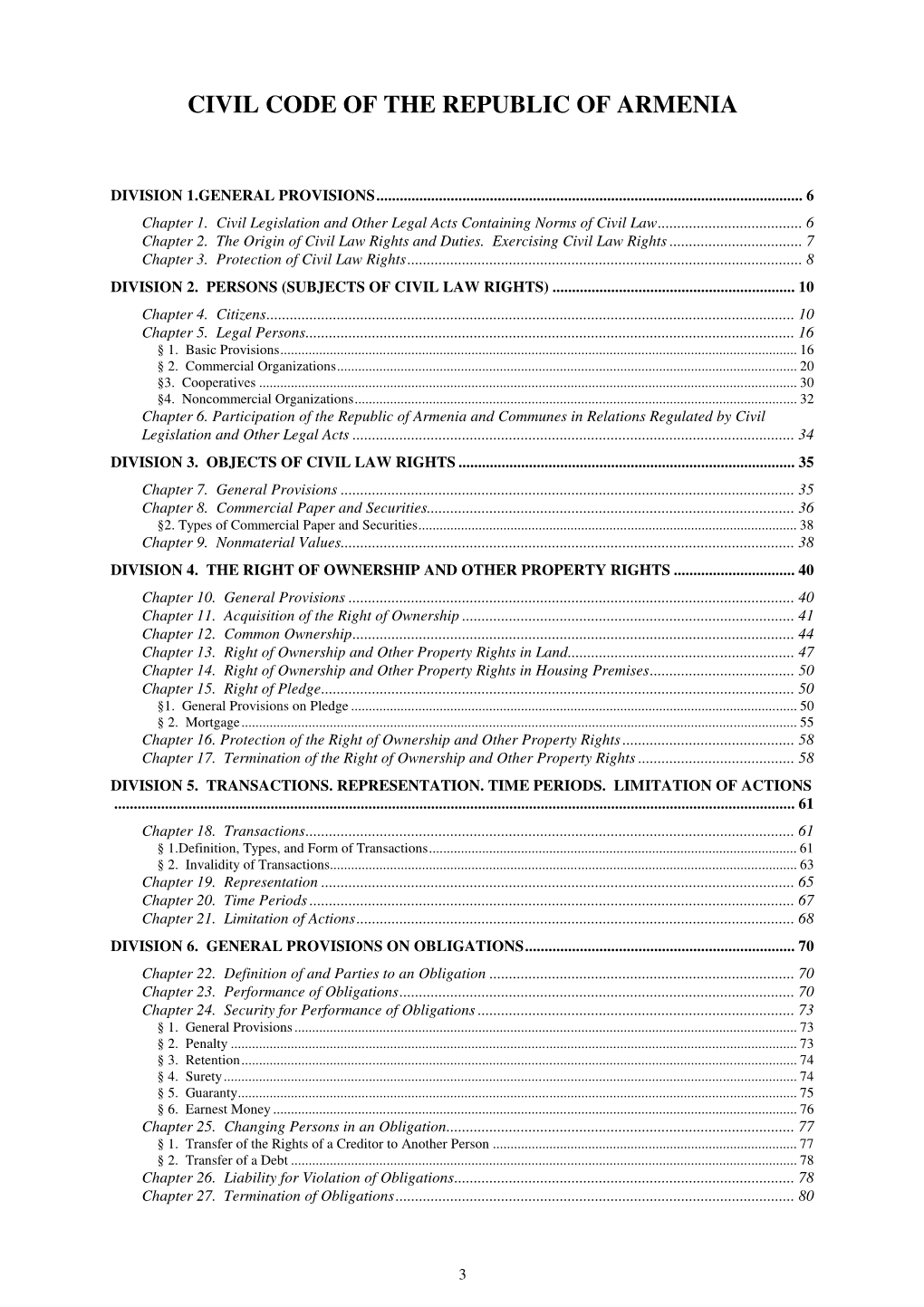 Civil Code of the Republic of Armenia