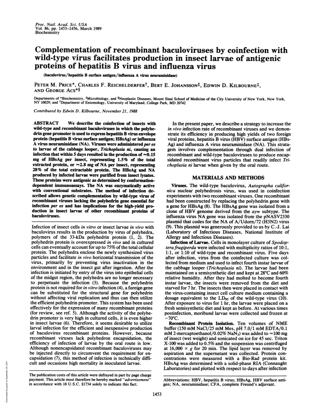 Complementation of Recombinant Baculoviruses by Coinfection With