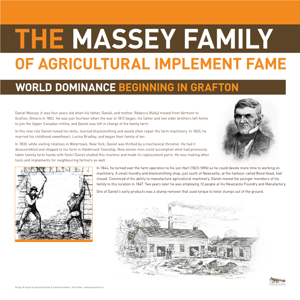 Massey Family of Agricultural Implement Fame World Dominance Beginning in Grafton