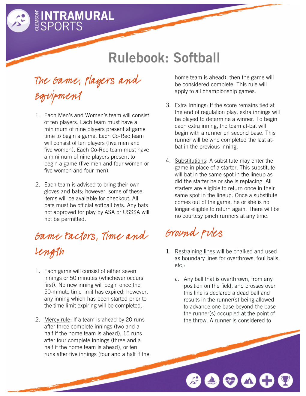 Rulebook: Softball