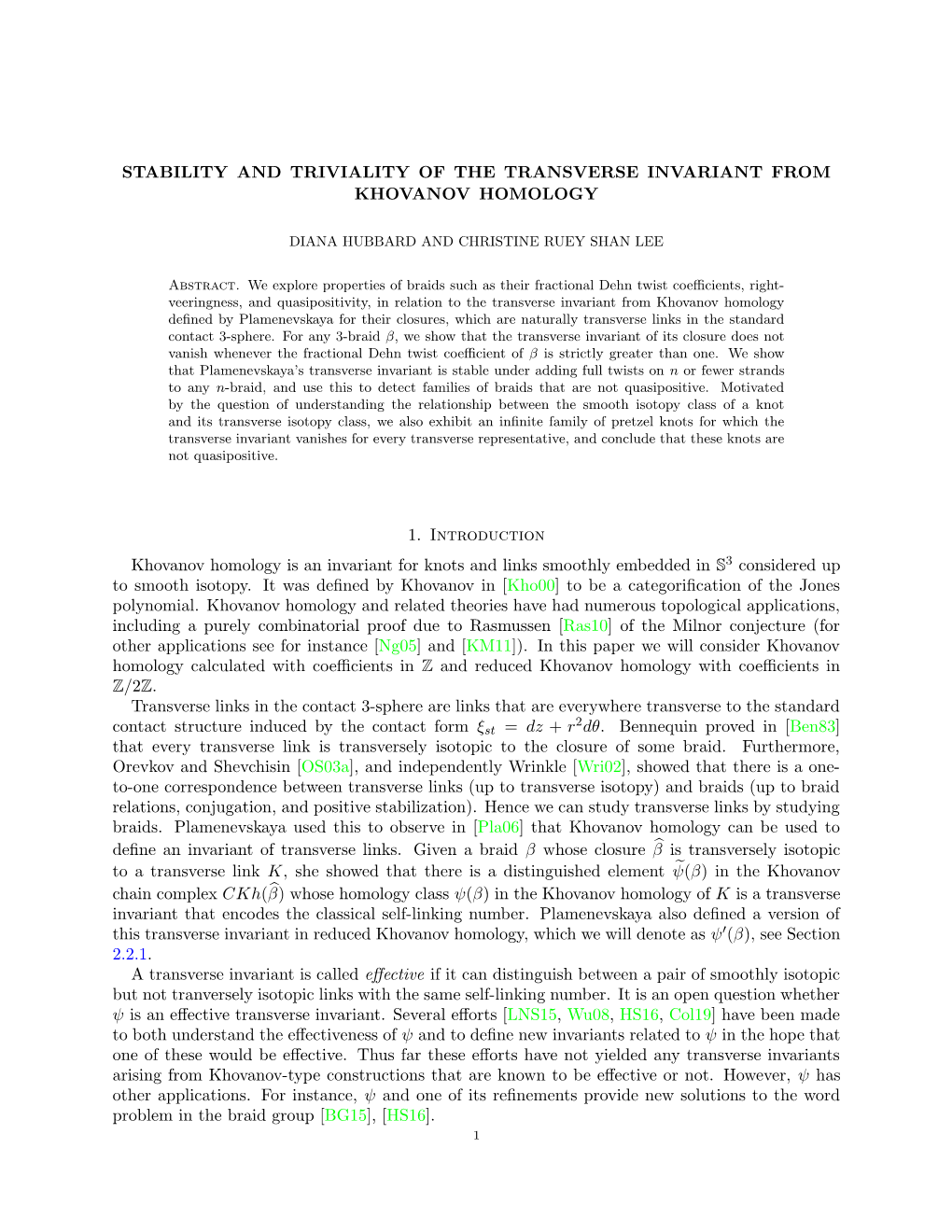 Stability and Triviality of the Transverse Invariant from Khovanov Homology