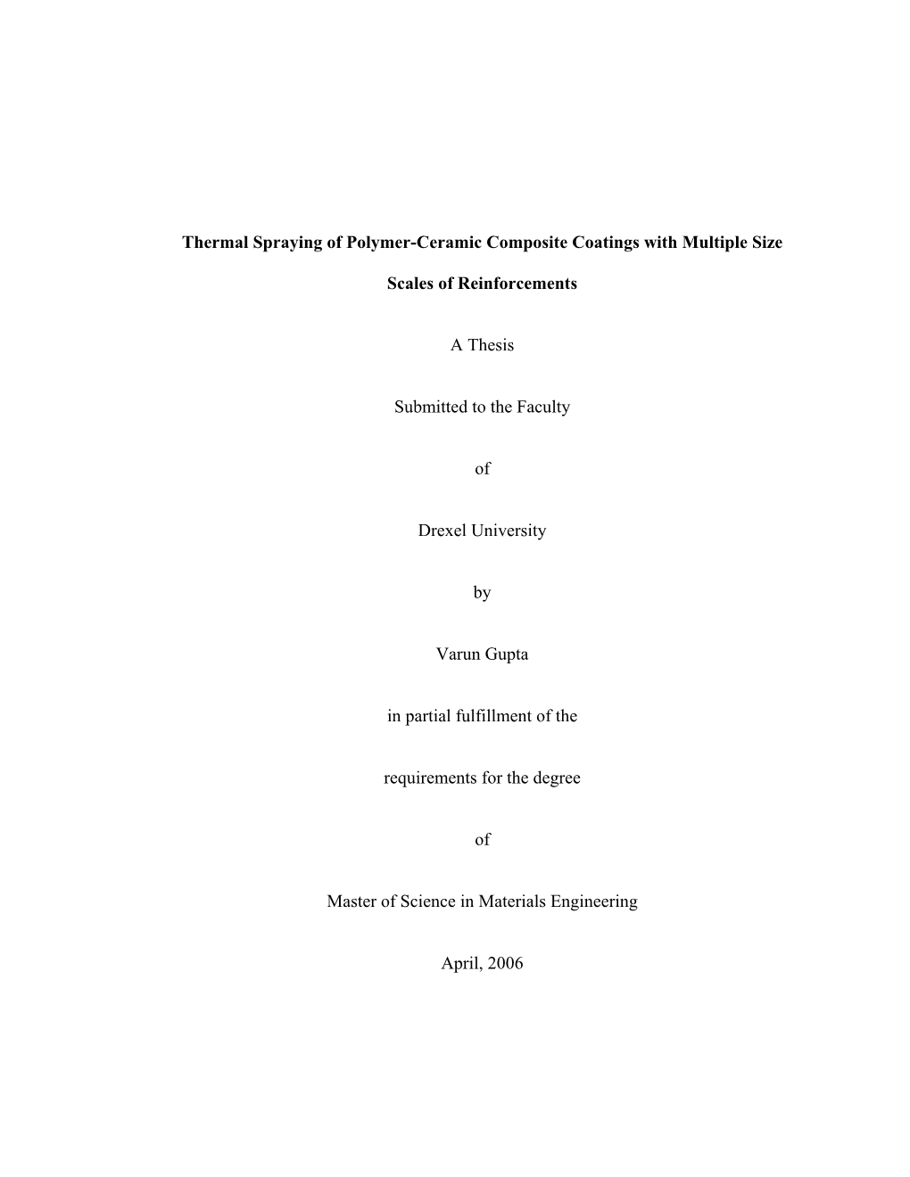 Thermal Spraying of Polymer-Ceramic Composite Coatings with Multiple Size