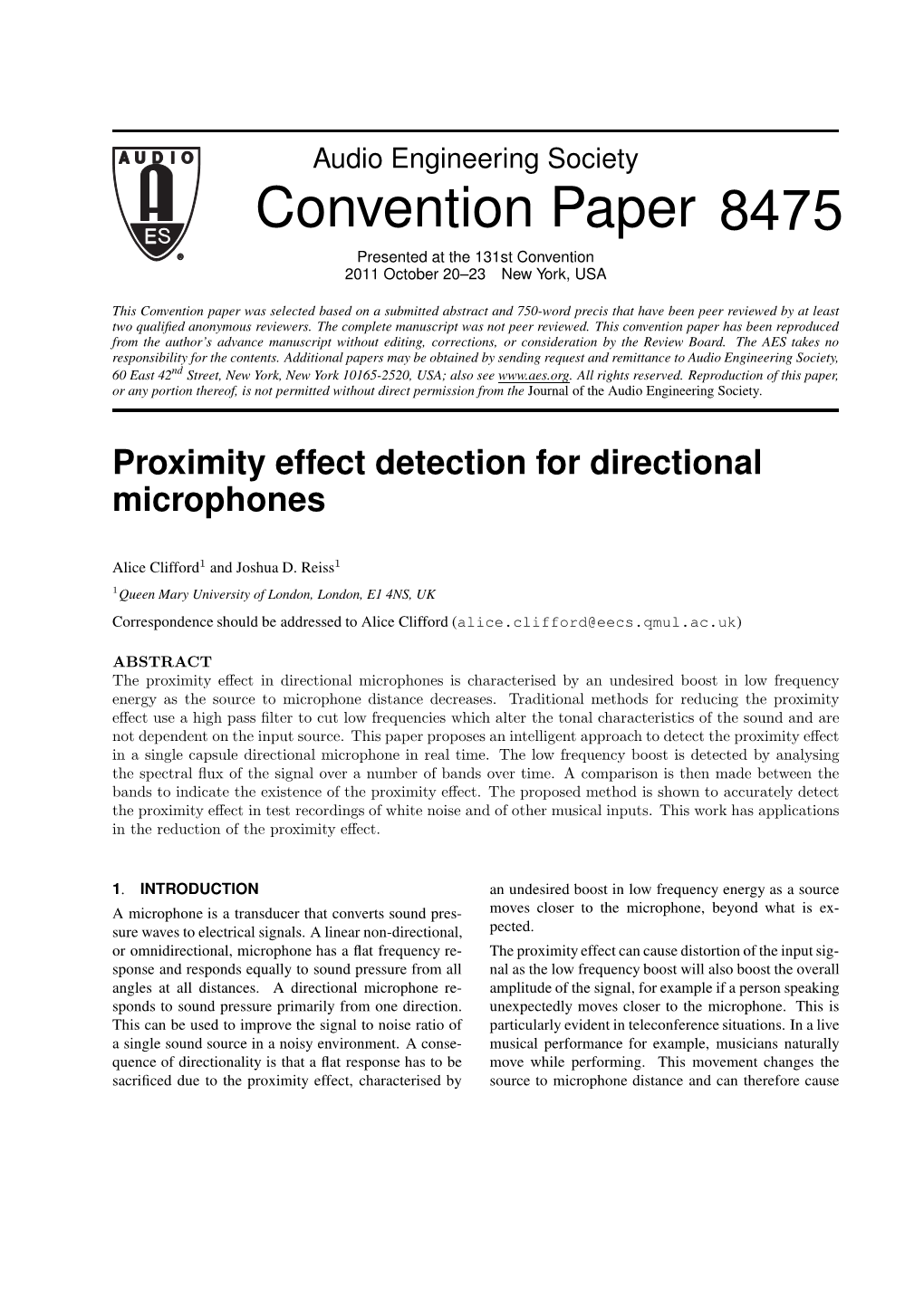 Proximity Effect Detection for Directional Microphones