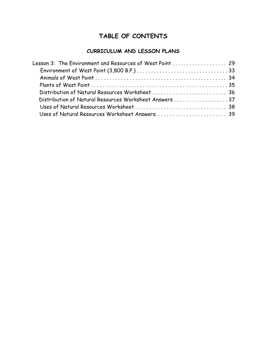 Table of Contents