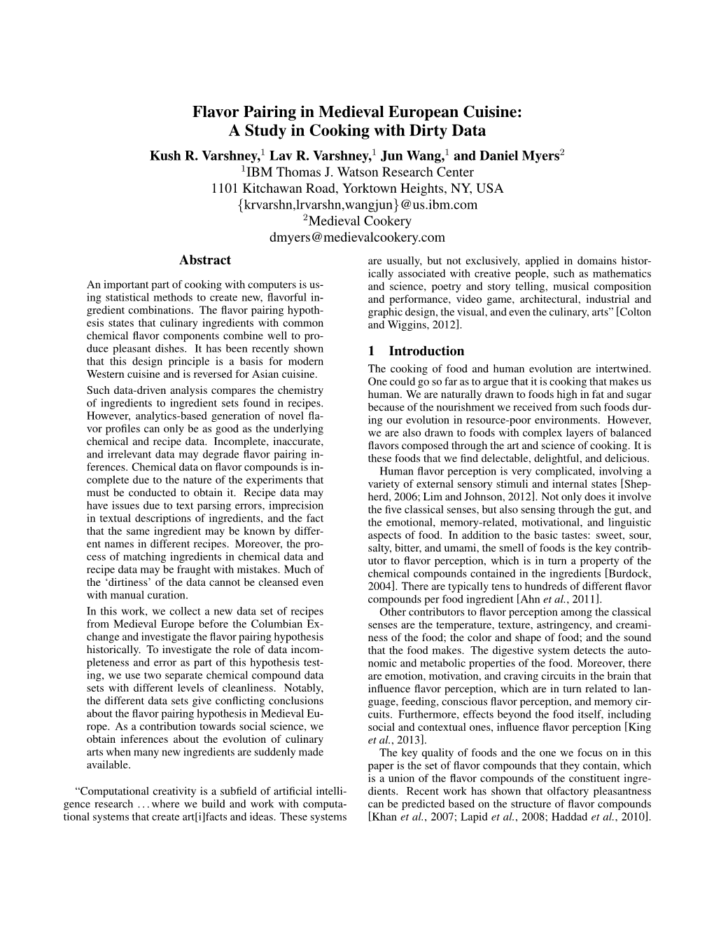 Flavor Pairing in Medieval European Cuisine: a Study in Cooking with Dirty Data Kush R