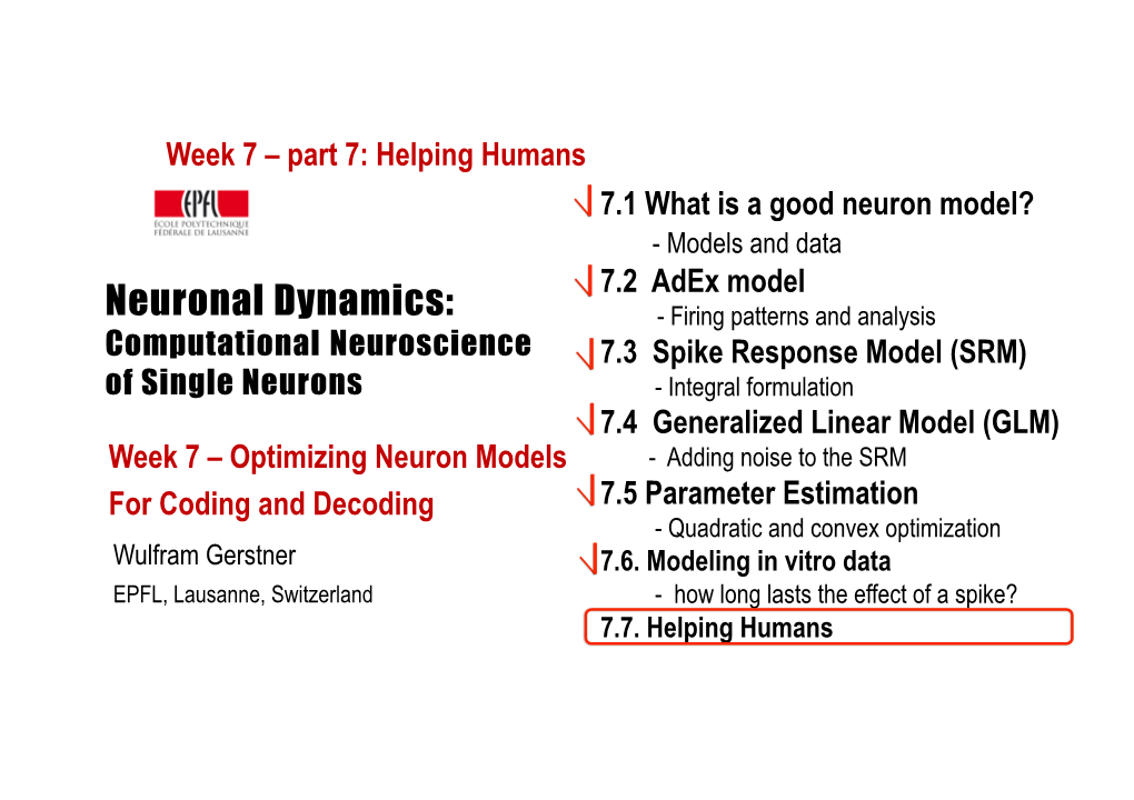 Neuronal Dynamics