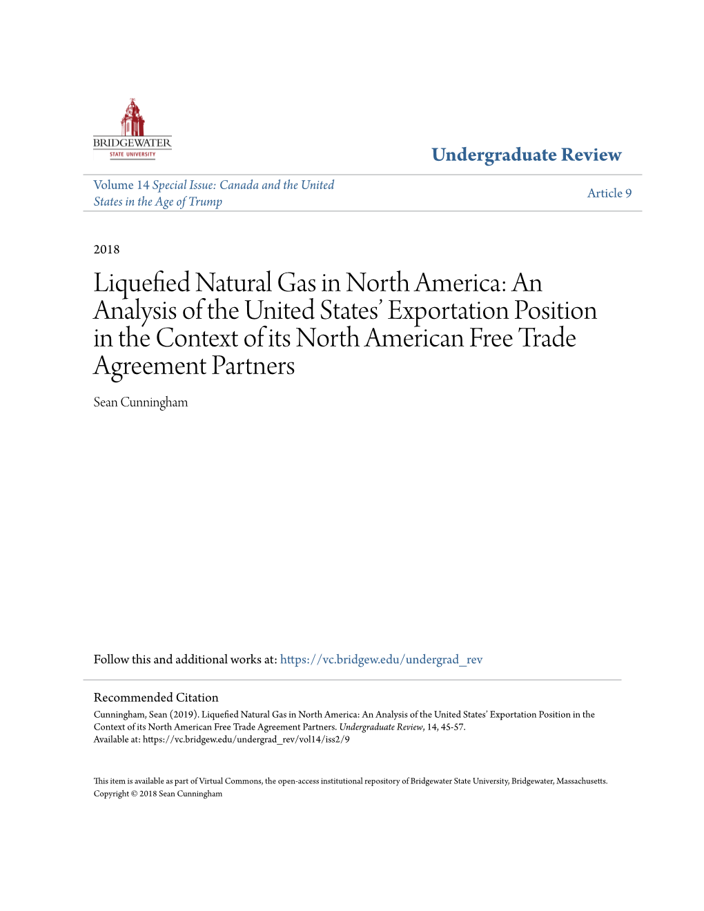 Liquefied Natural Gas in North America: an Analysis of the United States’ Exportation Position in the Context of Its North American Free Trade Agreement Partners