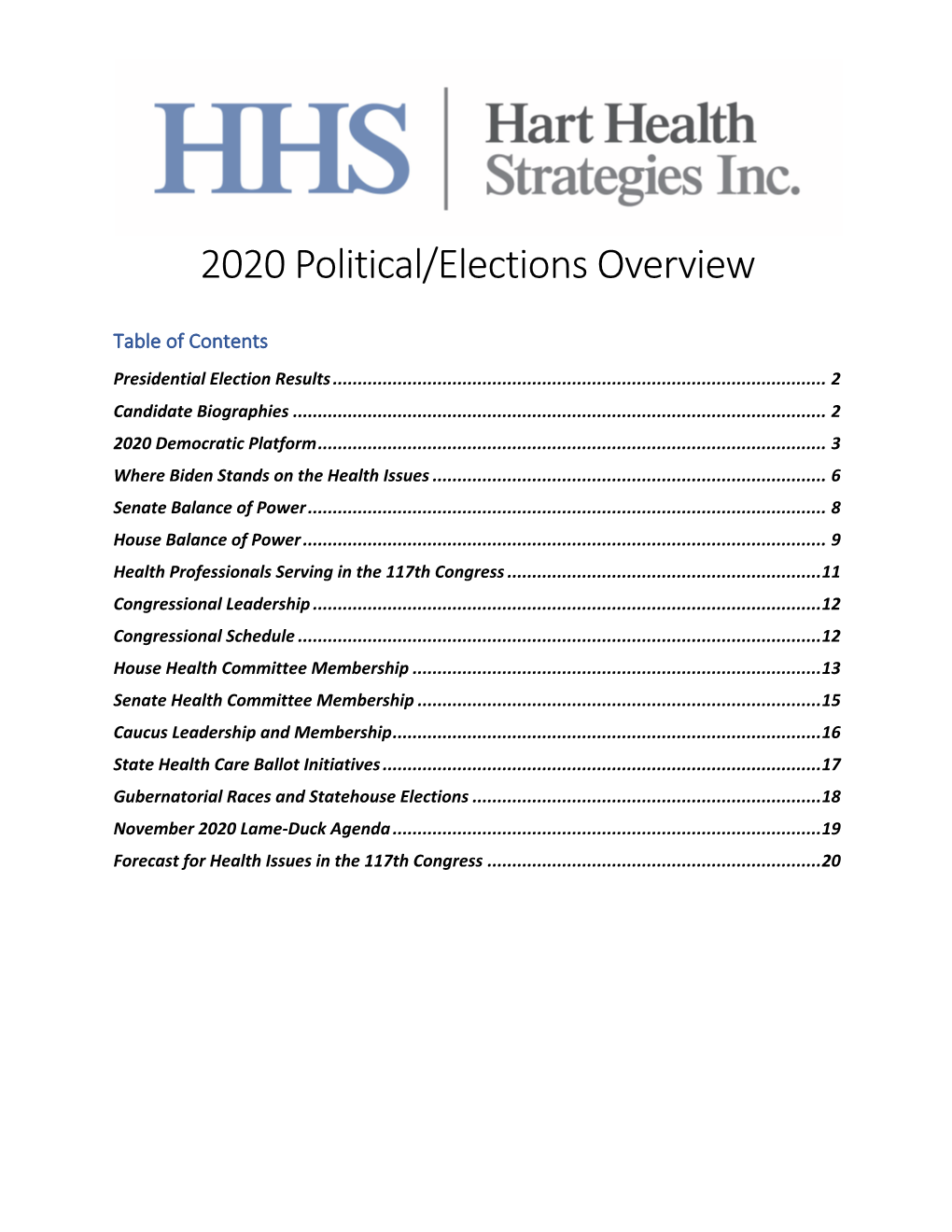 2020 Political/Elections Overview