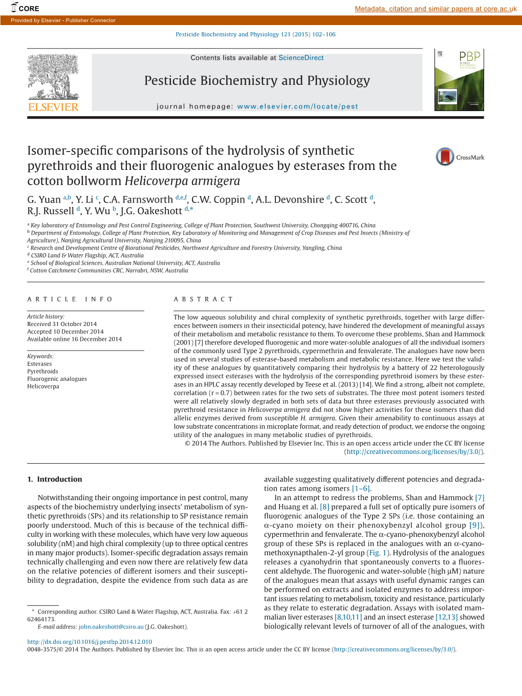 Isomer-Specific Comparisons of the Hydrolysis of Synthetic Pyrethroids and Their Fluorogenic Analogues by Esterases from The