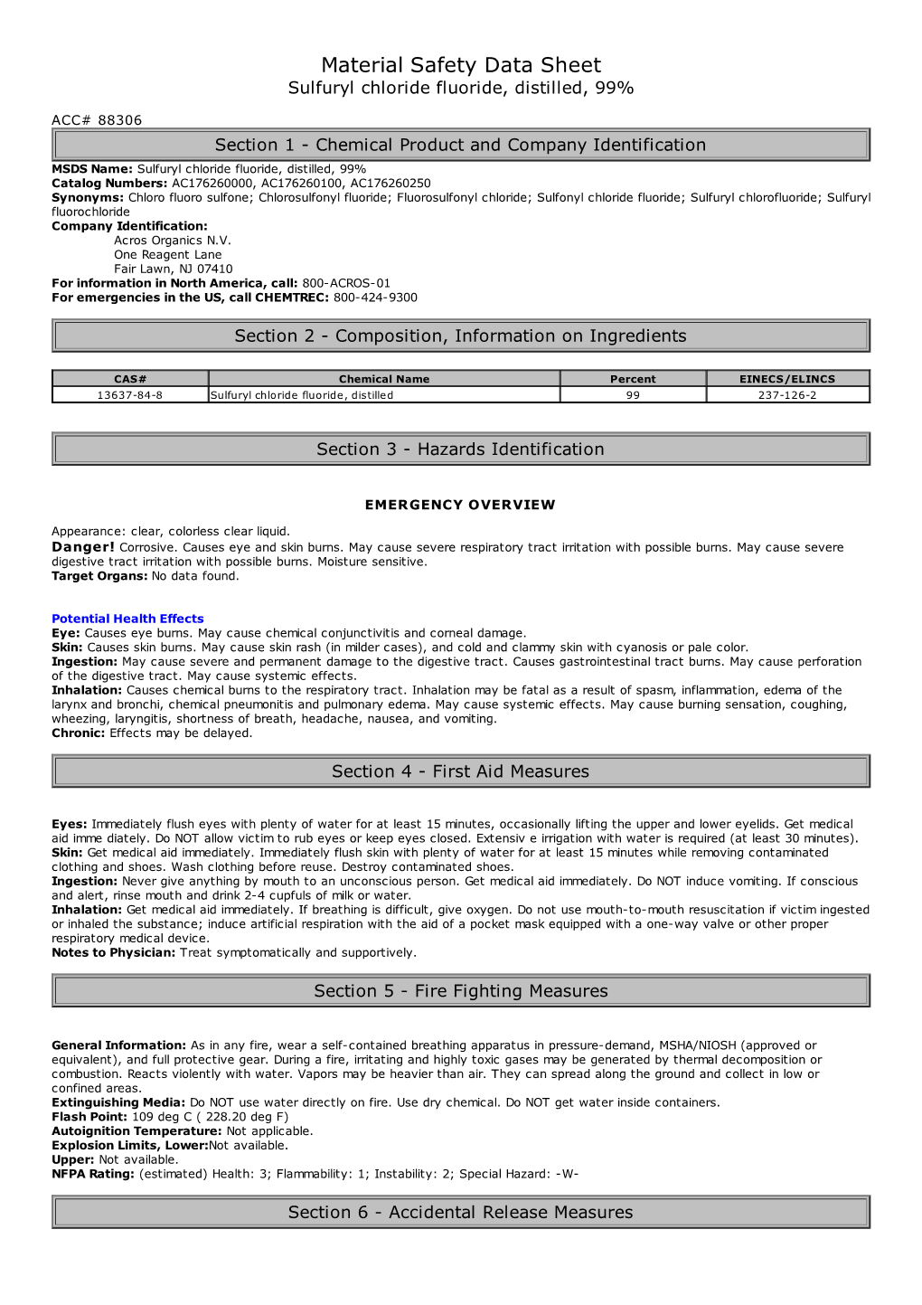 Material Safety Data Sheet