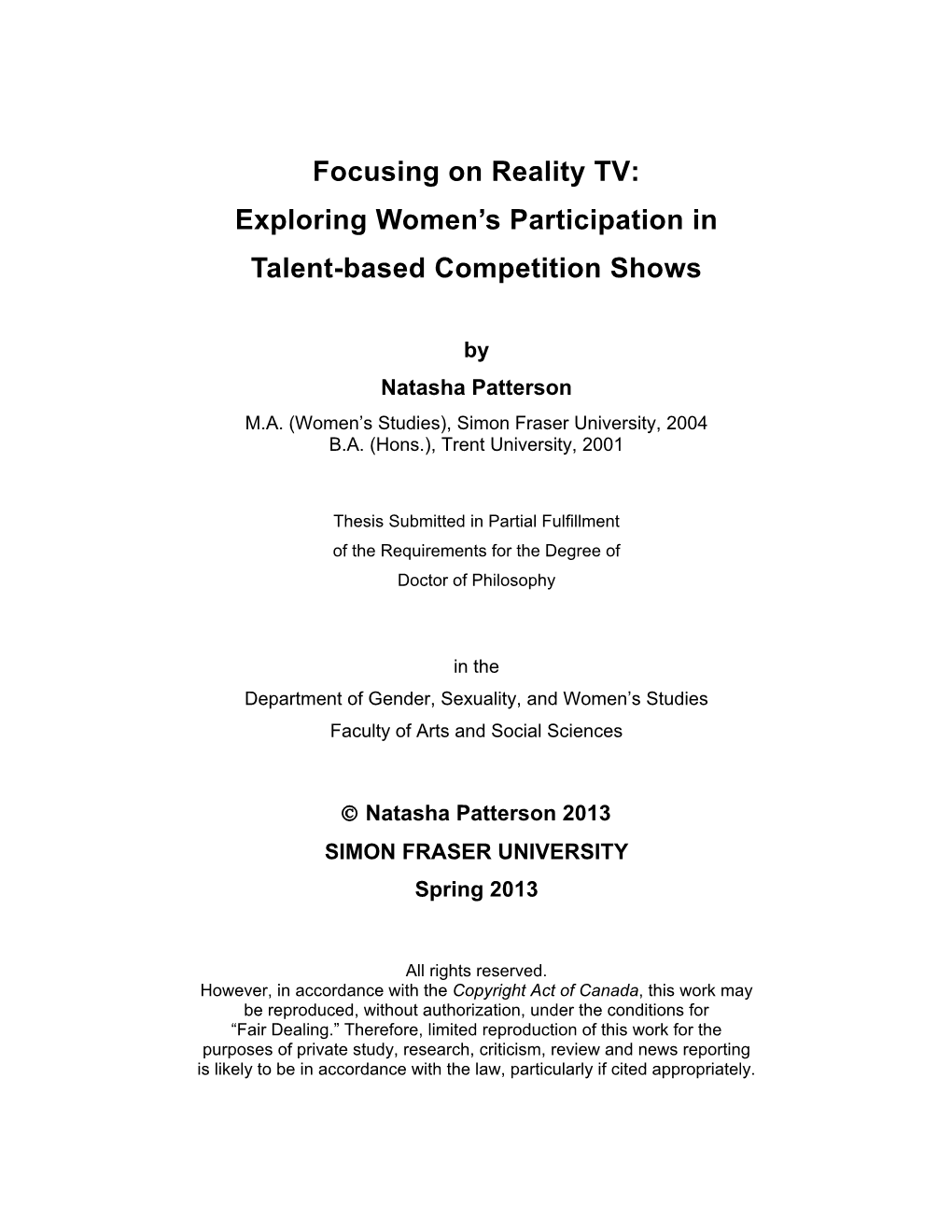 Reality Show Contestants As a Distinct Category of Research Respondents Who Challenge and Blur Rigid Divisions Between Audience and Text, and Audience and Producer