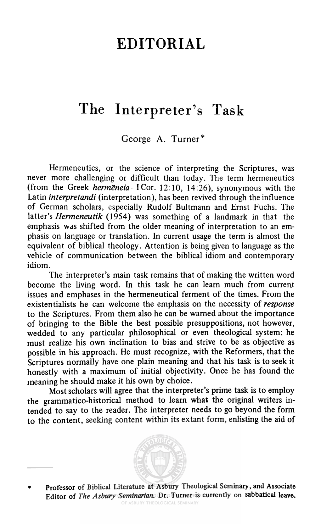 The Interpreter's Task