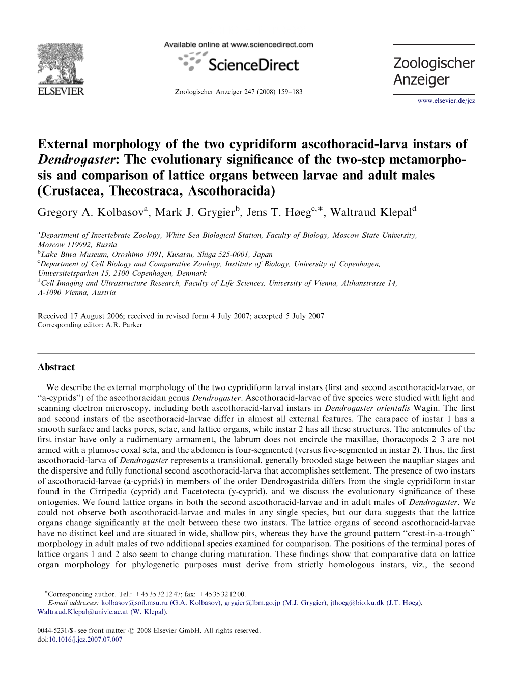 External Morphology of the Two Cypridiform Ascothoracid-Larva