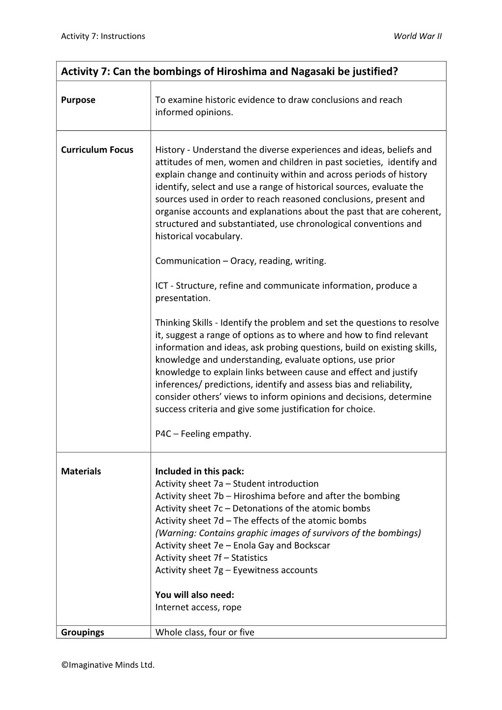 Activity 7: Can the Bombings of Hiroshima and Nagasaki Be Justified?