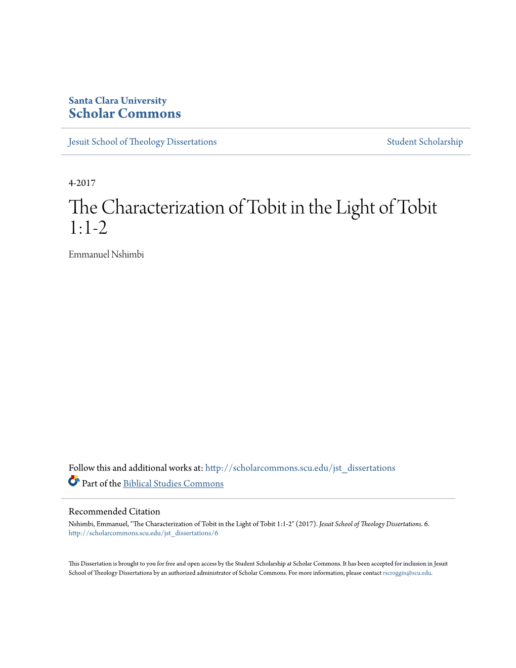 The Characterization of Tobit in the Light of Tobit 1:1-2