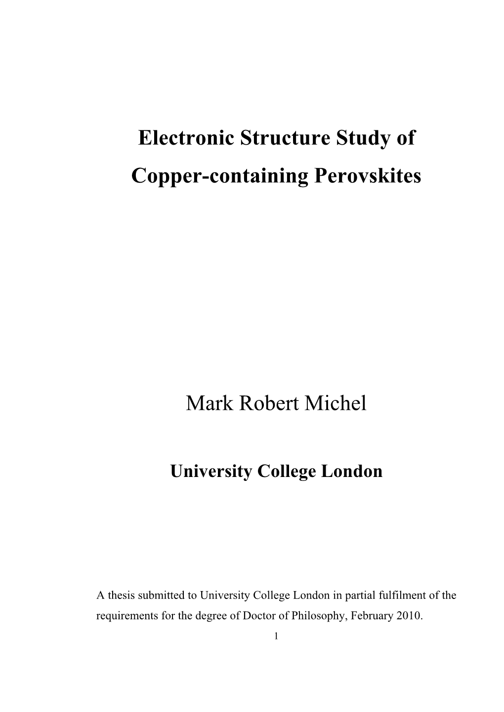 Electronic Structure Study of Copper-Containing Perovskites