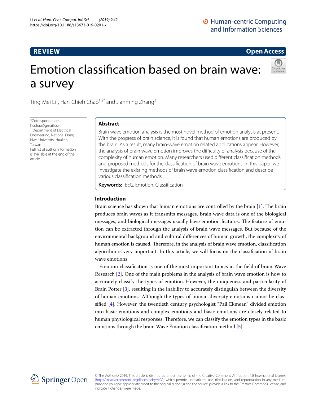 Emotion Classification Based on Brain Wave: a Survey