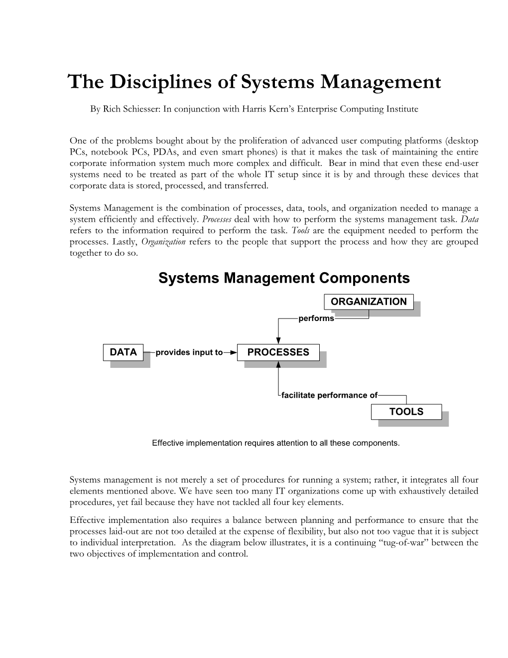 The Disciplines of Systems Management