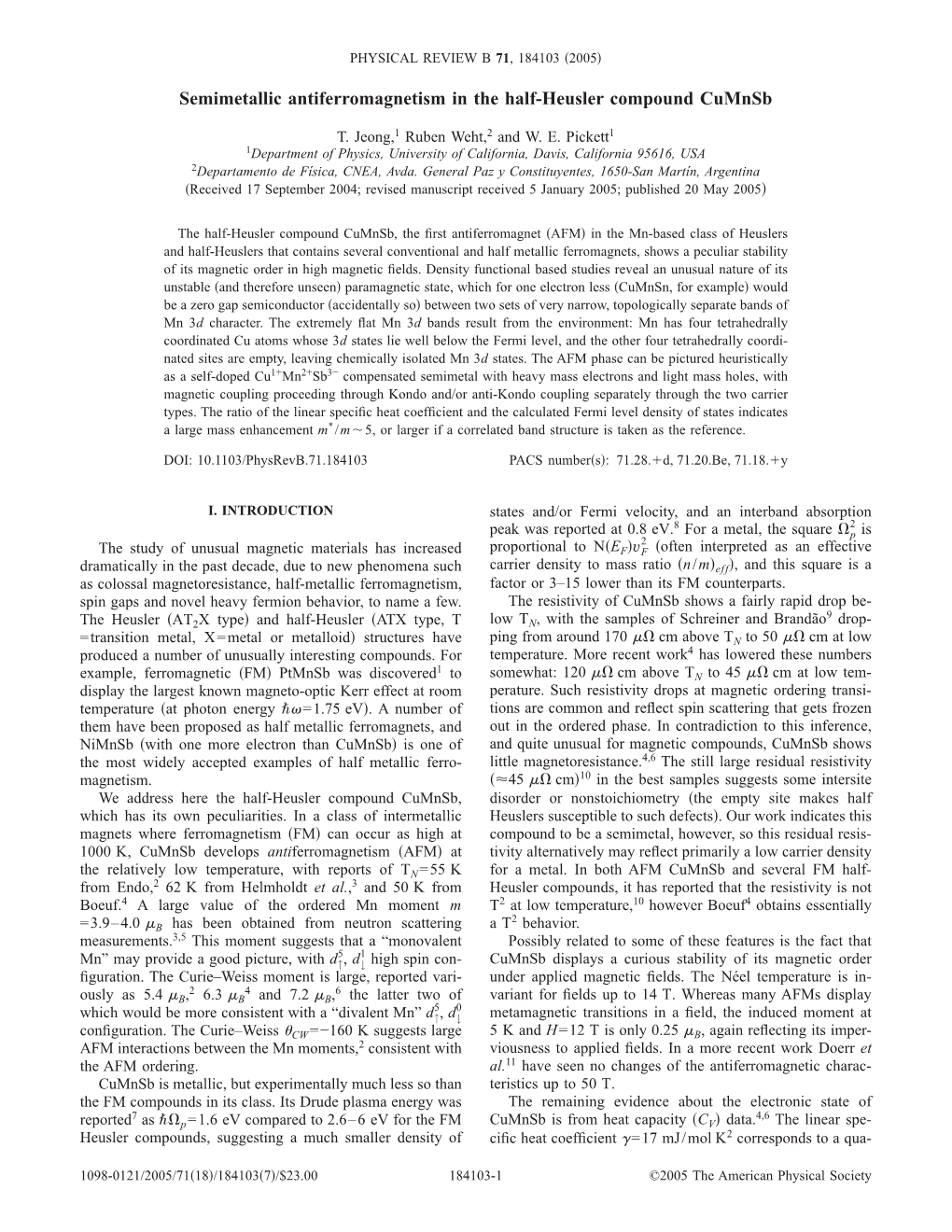 Semimetallic Antiferromagnetism in the Half-Heusler Compound Cumnsb