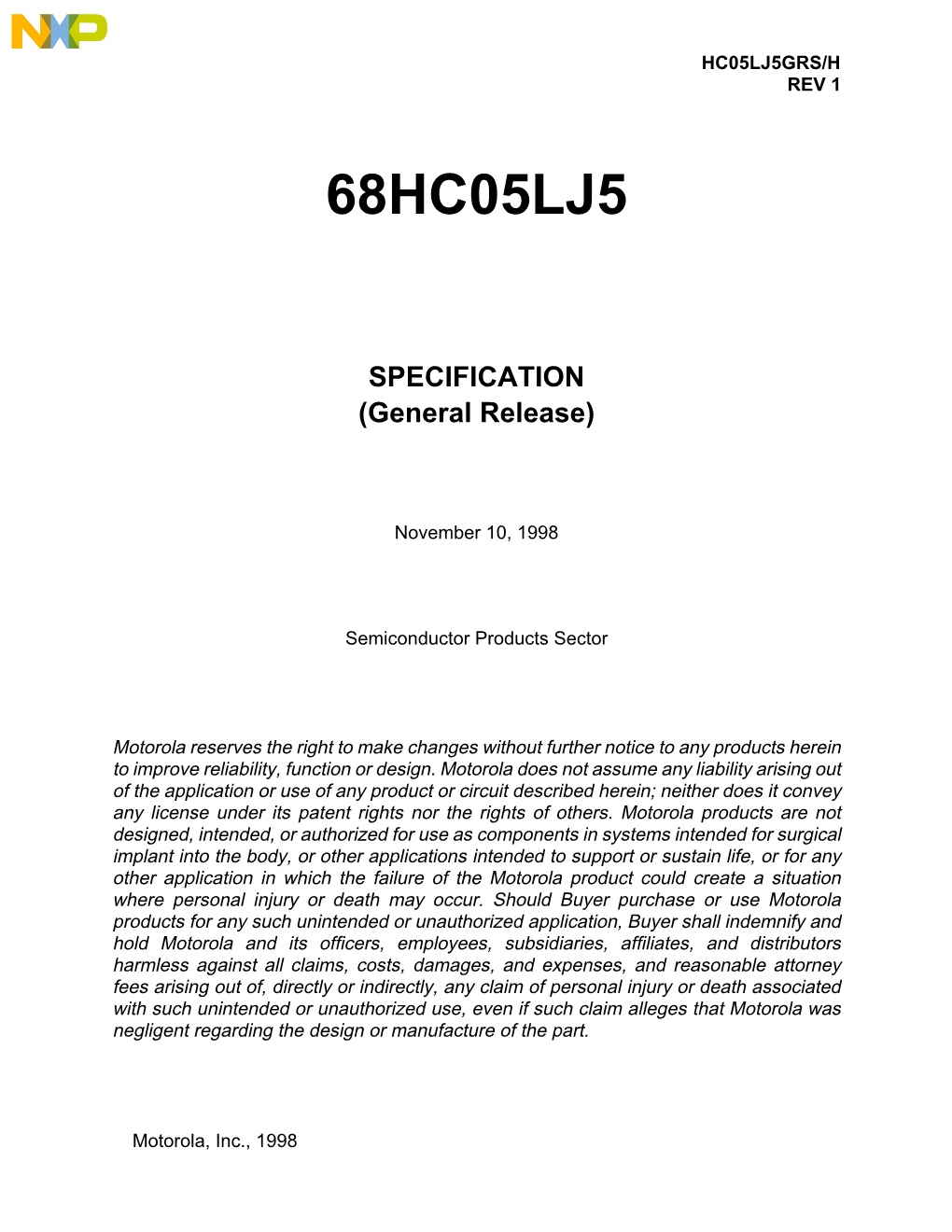 SPECIFICATION (General Release)