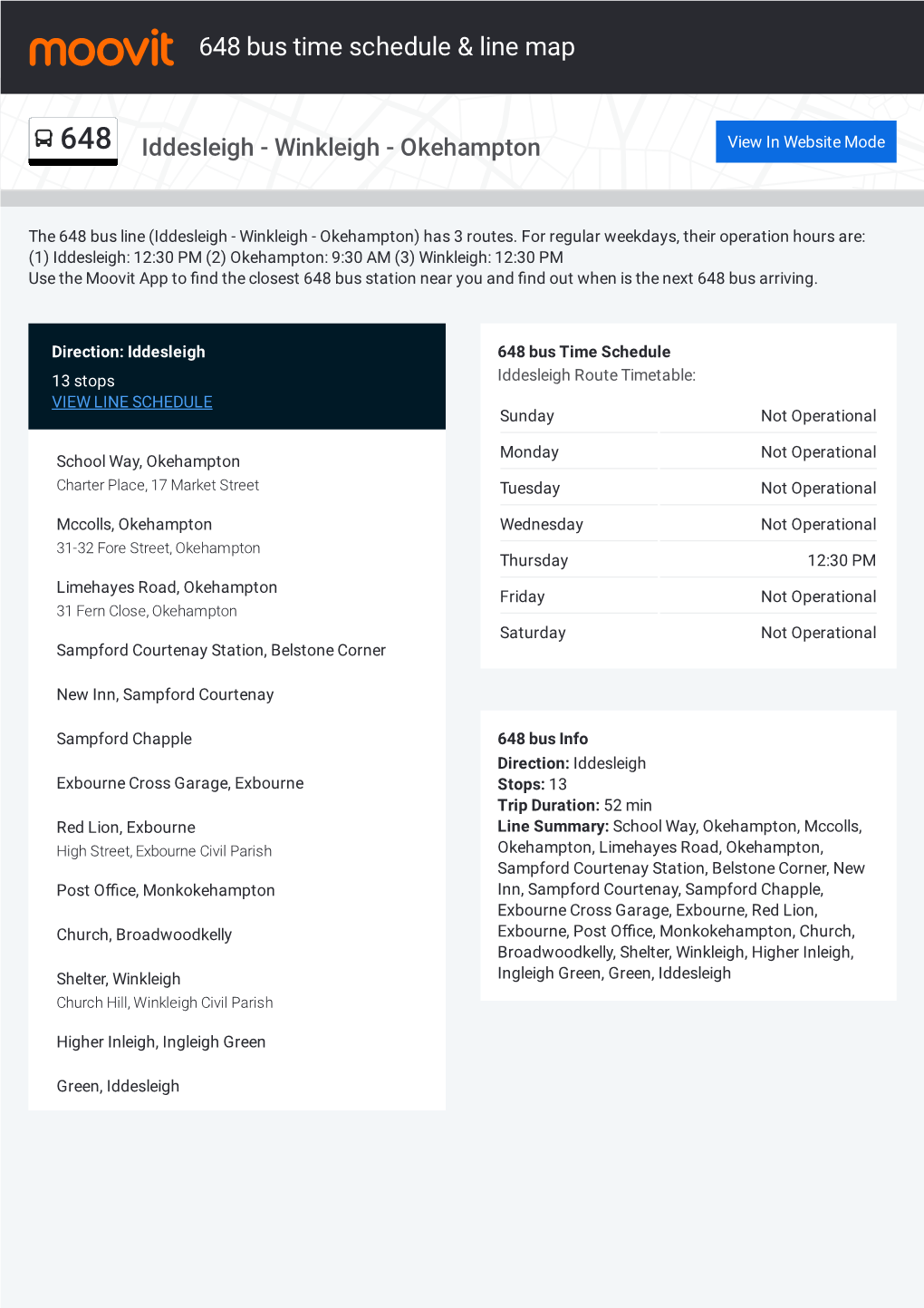 648 Bus Time Schedule & Line Route