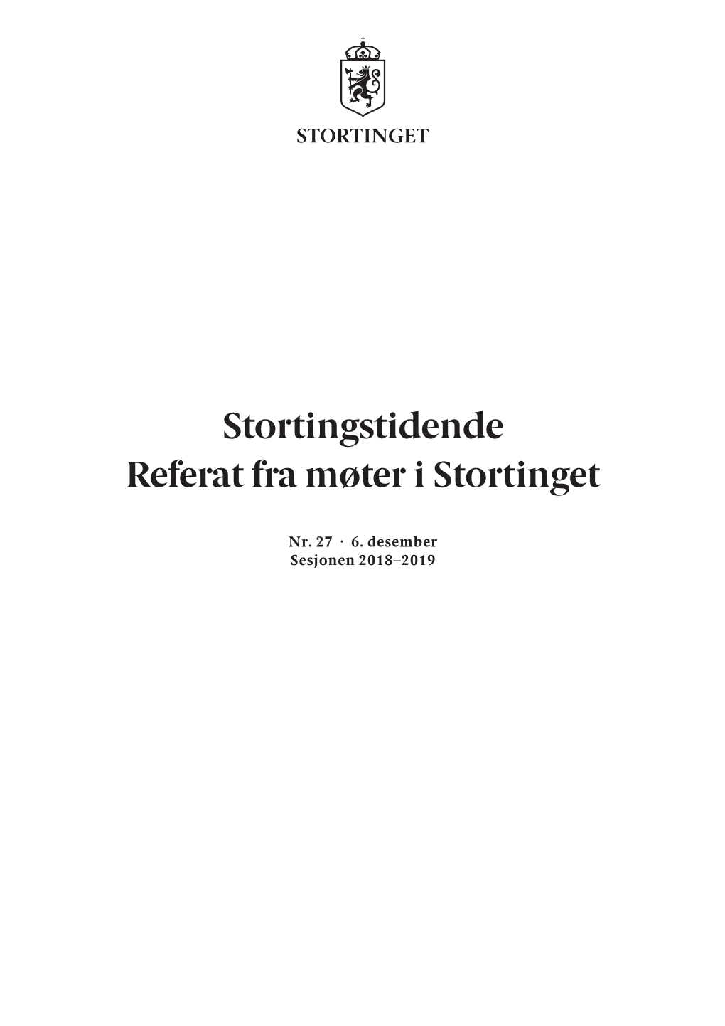 Stortingstidende Referat Fra Møter I Stortinget