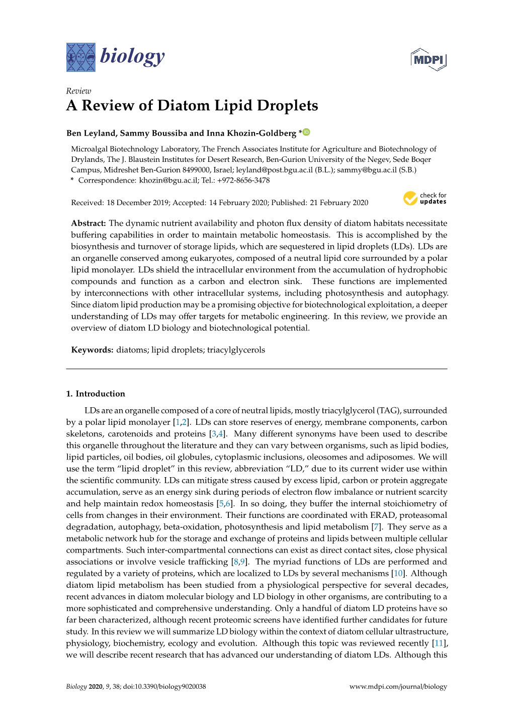 A Review of Diatom Lipid Droplets