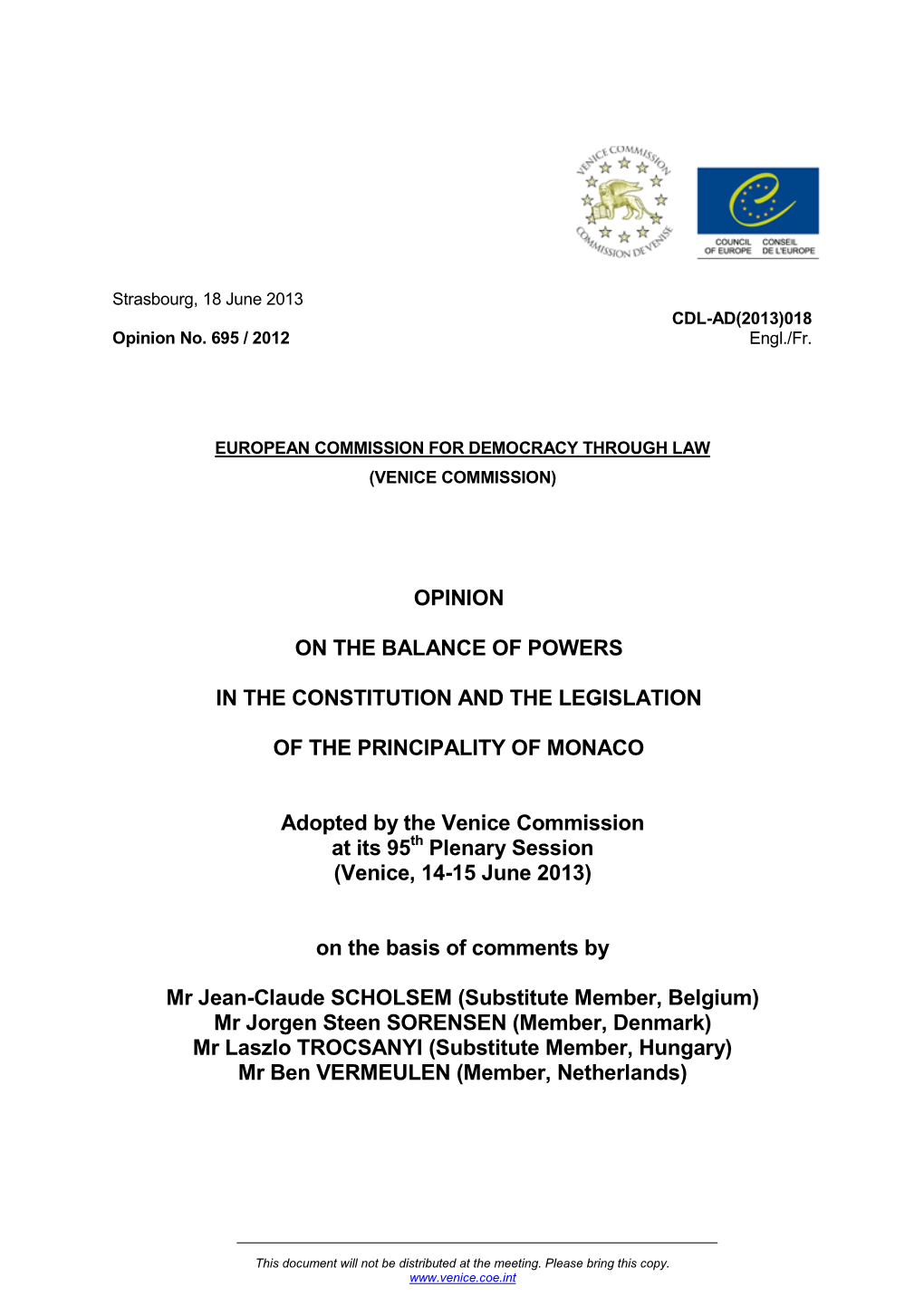 Opinion on the Balance of Powers in the Constitution