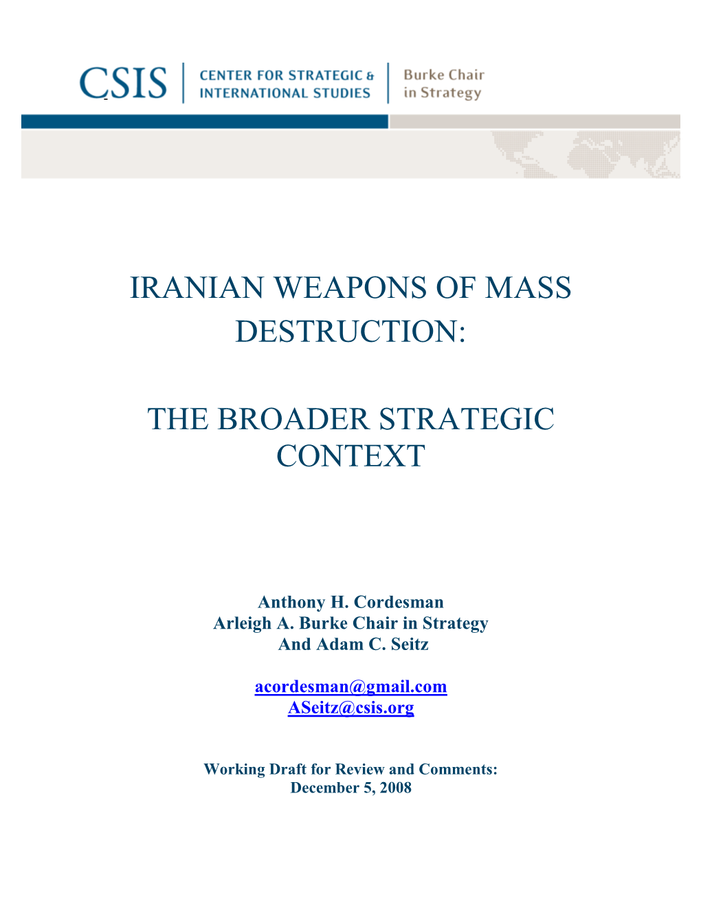 Iranian Weapons of Mass Destruction