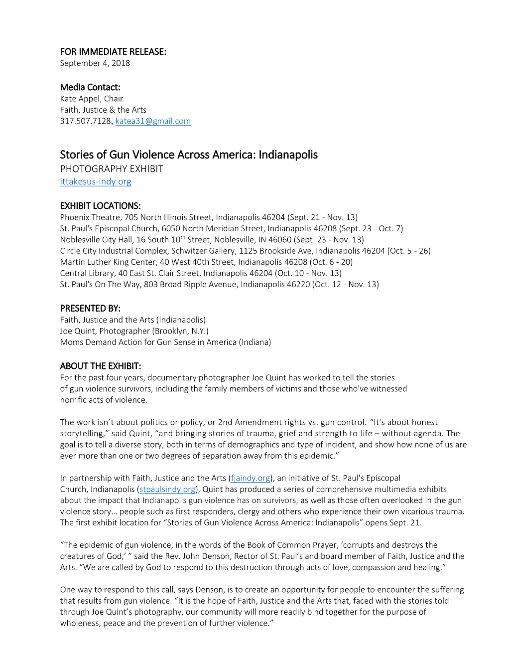 Stories of Gun Violence Across America: Indianapolis PHOTOGRAPHY EXHIBIT Ittakesus-Indy.Org