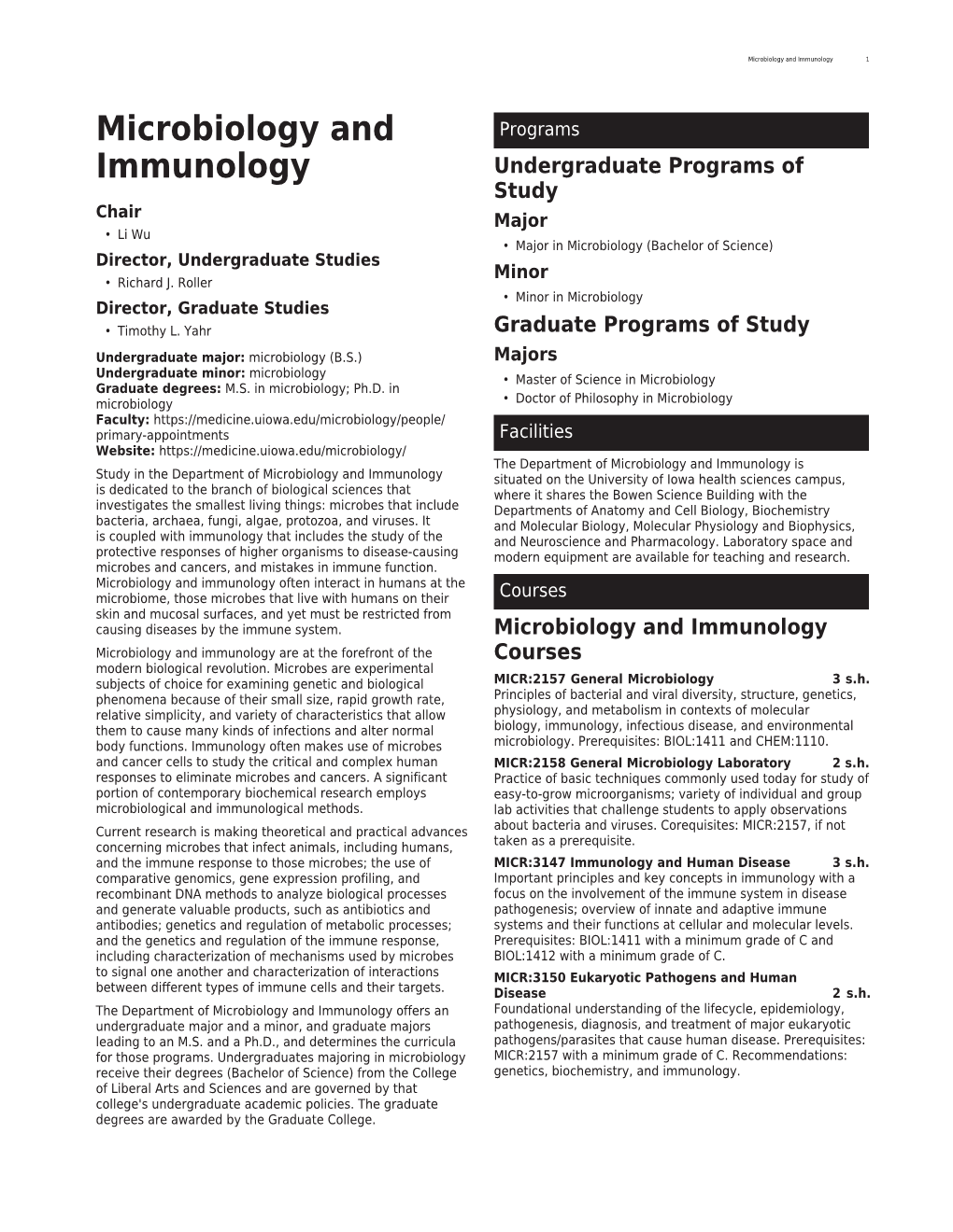 Microbiology and Immunology 1