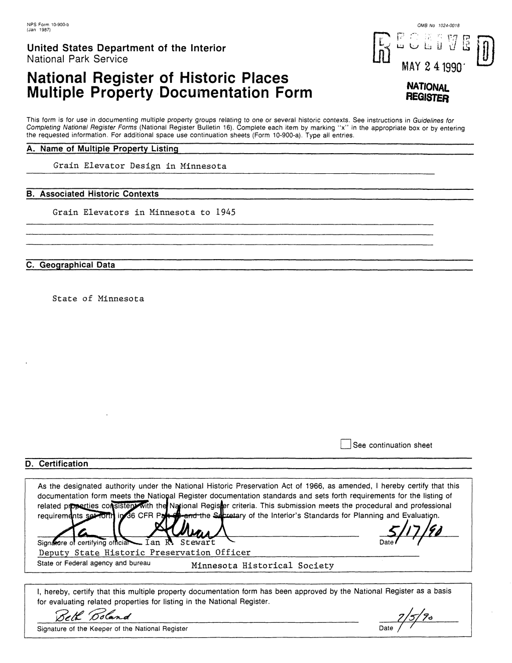 National Register of Historic Places Multiple Property Documentation Form REGISTER