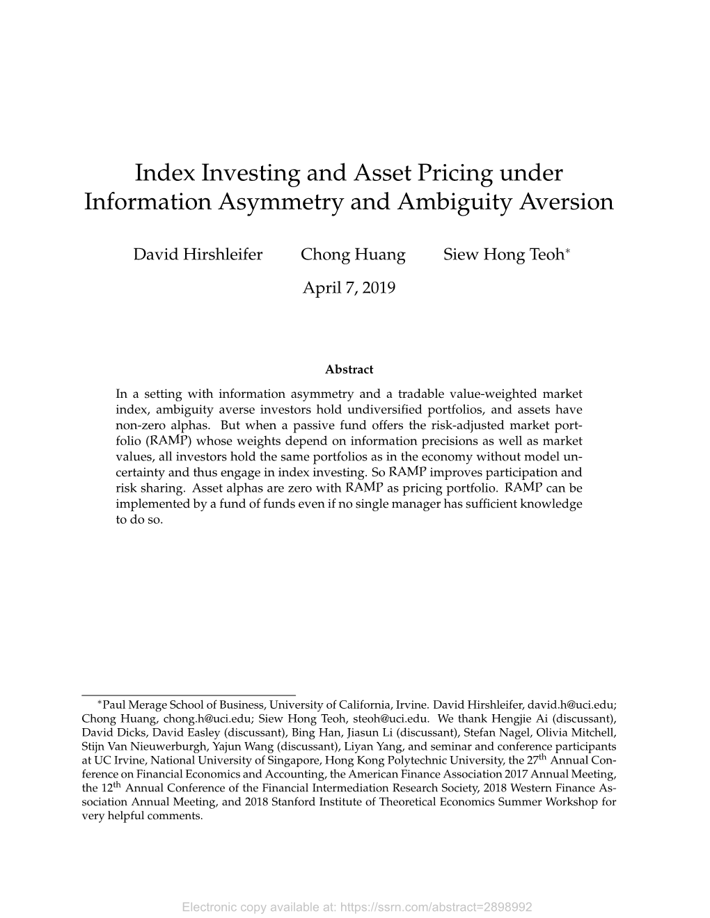 Index Investing and Asset Pricing Under Information Asymmetry and Ambiguity Aversion