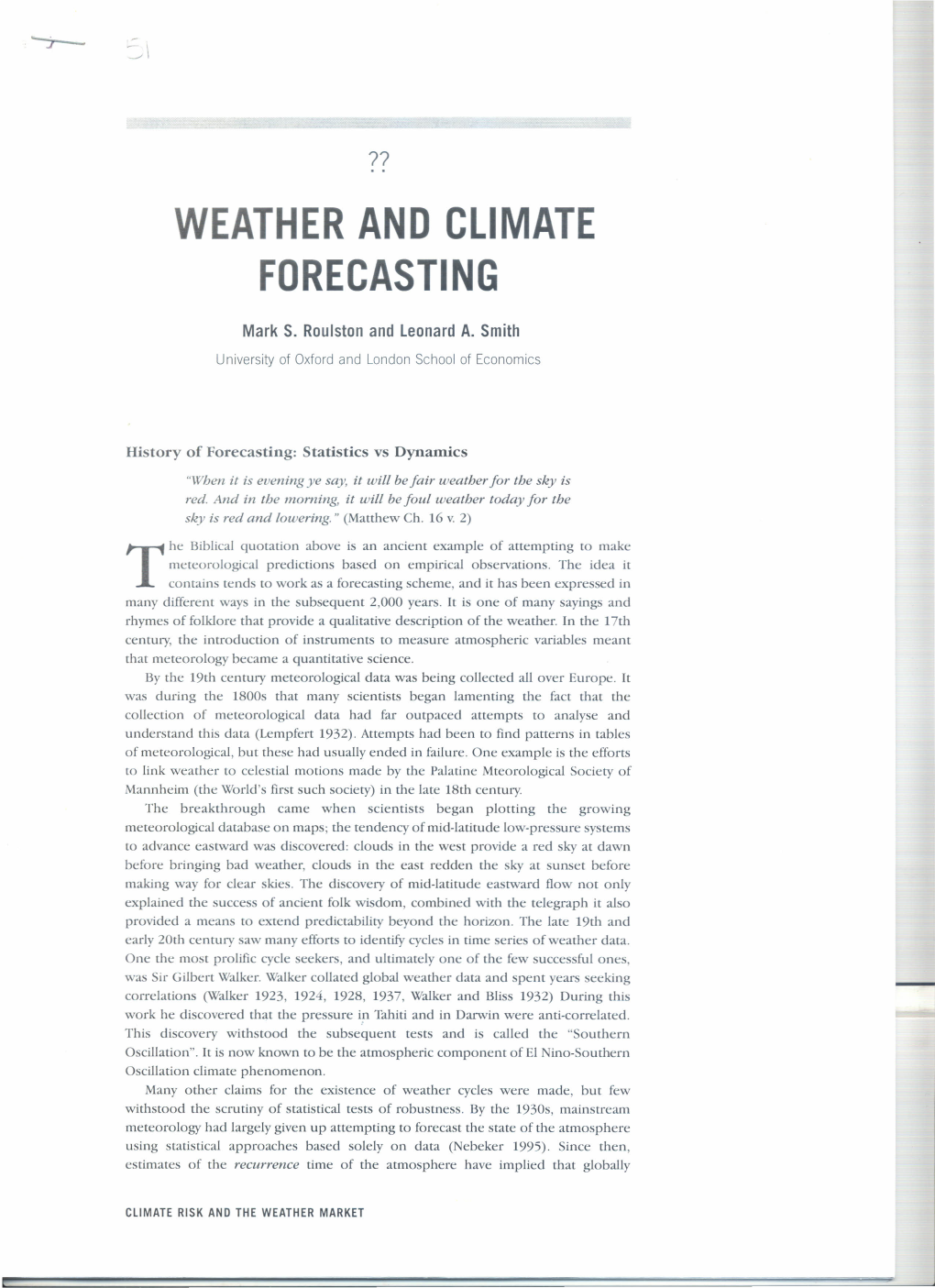 Weather and Climate Forecasting