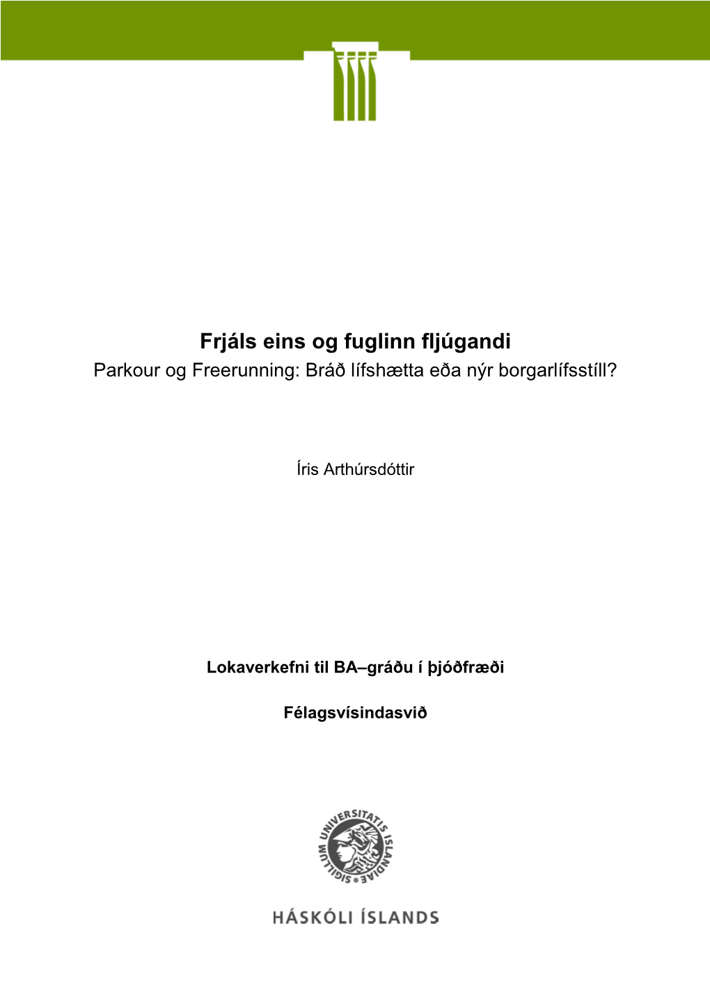 Frjáls Eins Og Fuglinn Fljúgandi Parkour Og Freerunning: Bráð Lífshætta Eða Nýr Borgarlífsstíll?