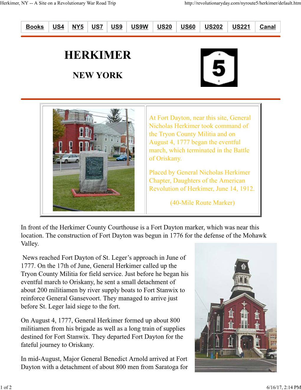 Herkimer, NY -- a Site on a Revolutionary War Road Trip