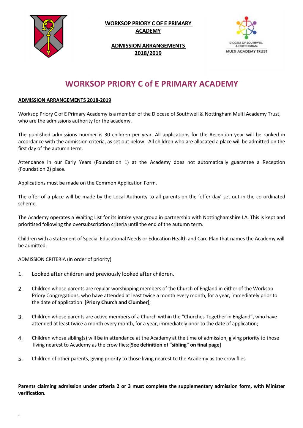 1. SCHOOL: Hucknall National Church of England Aided Infant