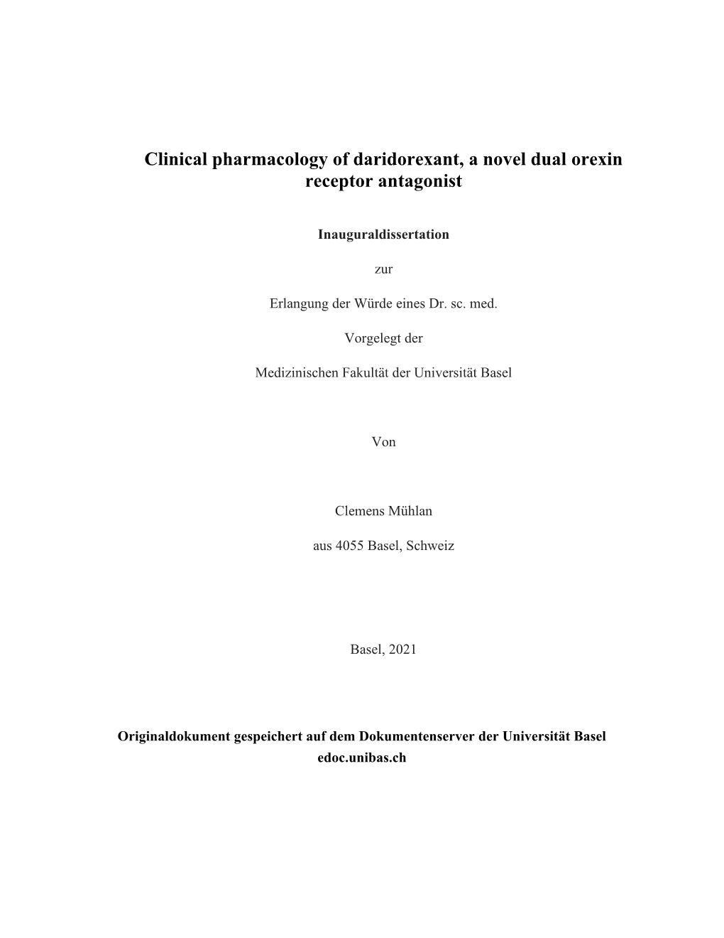 Clinical Pharmacology of Daridorexant, a Novel Dual Orexin Receptor Antagonist