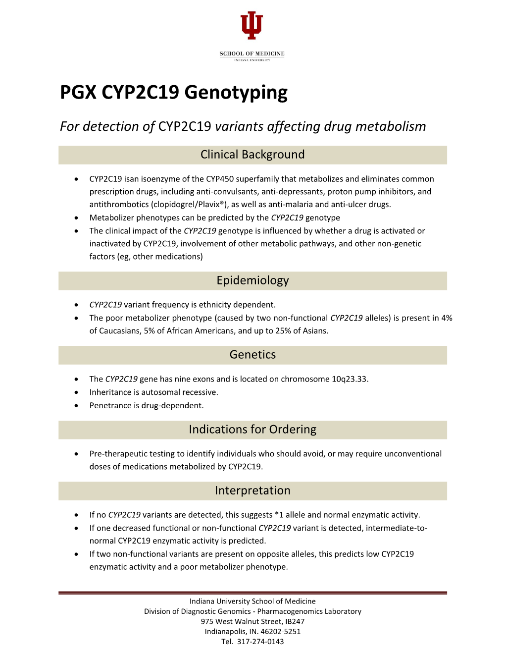 PGX CYP2C19 Genotyping