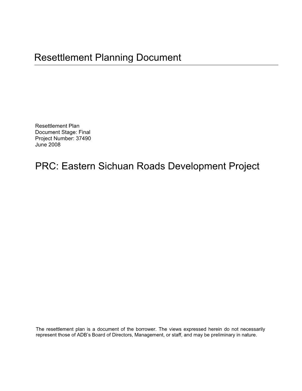 Eastern Sichuan Roads Development Project