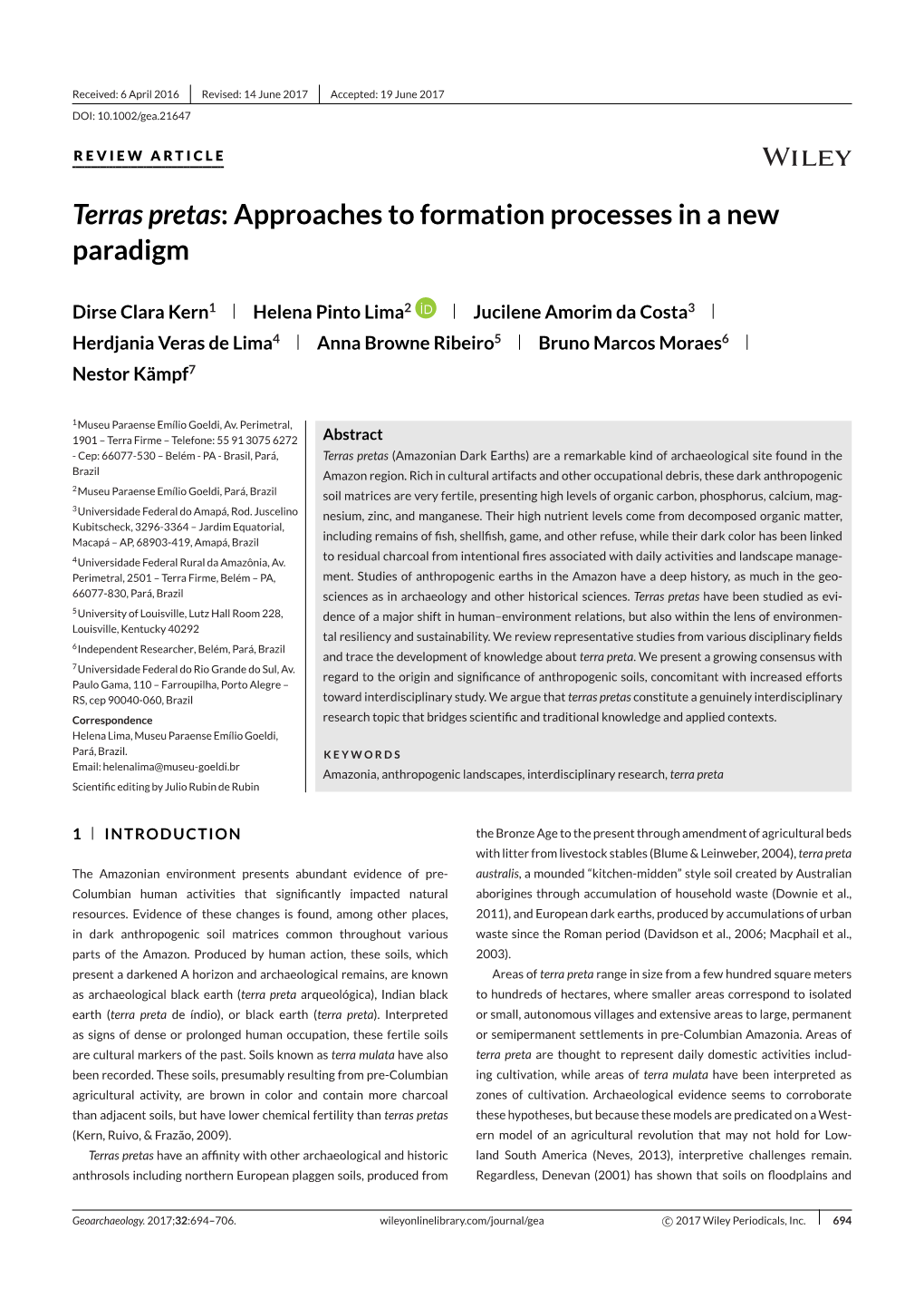 Terras Pretas: Approaches to Formation Processes in a New Paradigm