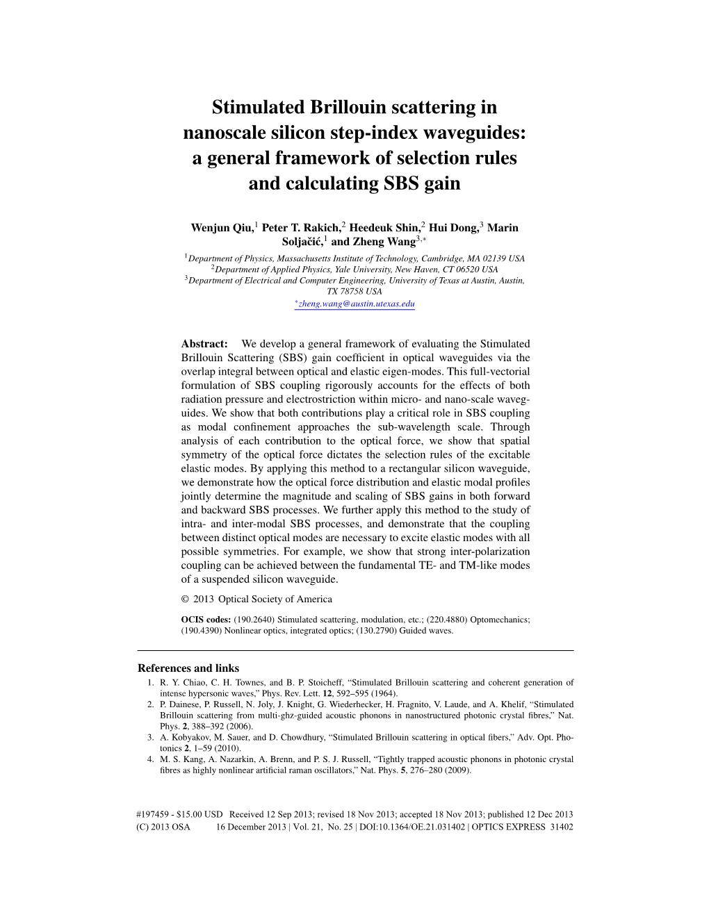 Stimulated Brillouin Scattering in Nanoscale Silicon Step-Index Waveguides: a General Framework of Selection Rules and Calculating SBS Gain