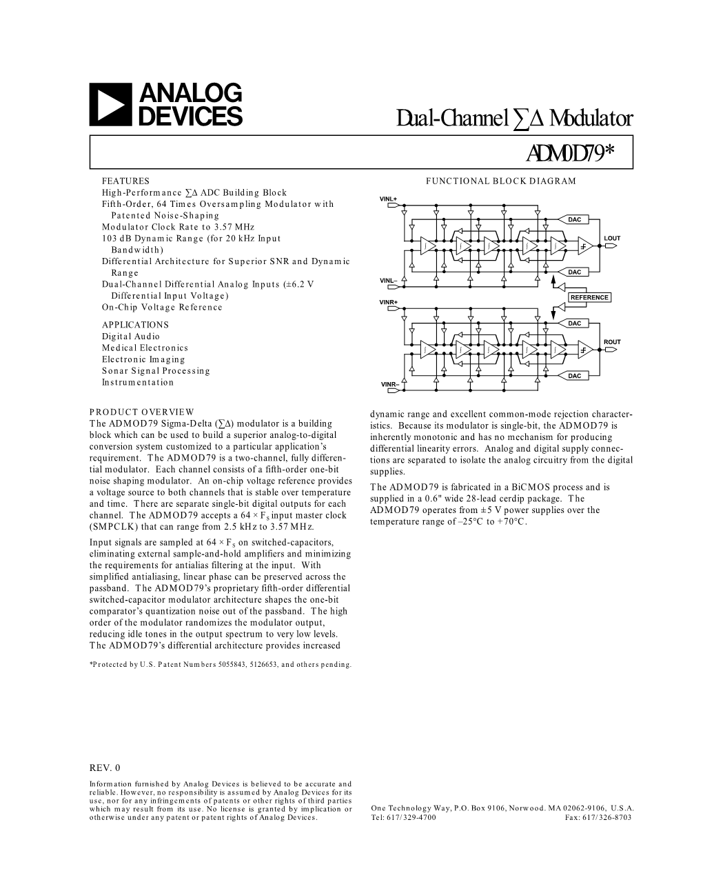 Dual-Channel ∑∆ Modulator ADM0D79*