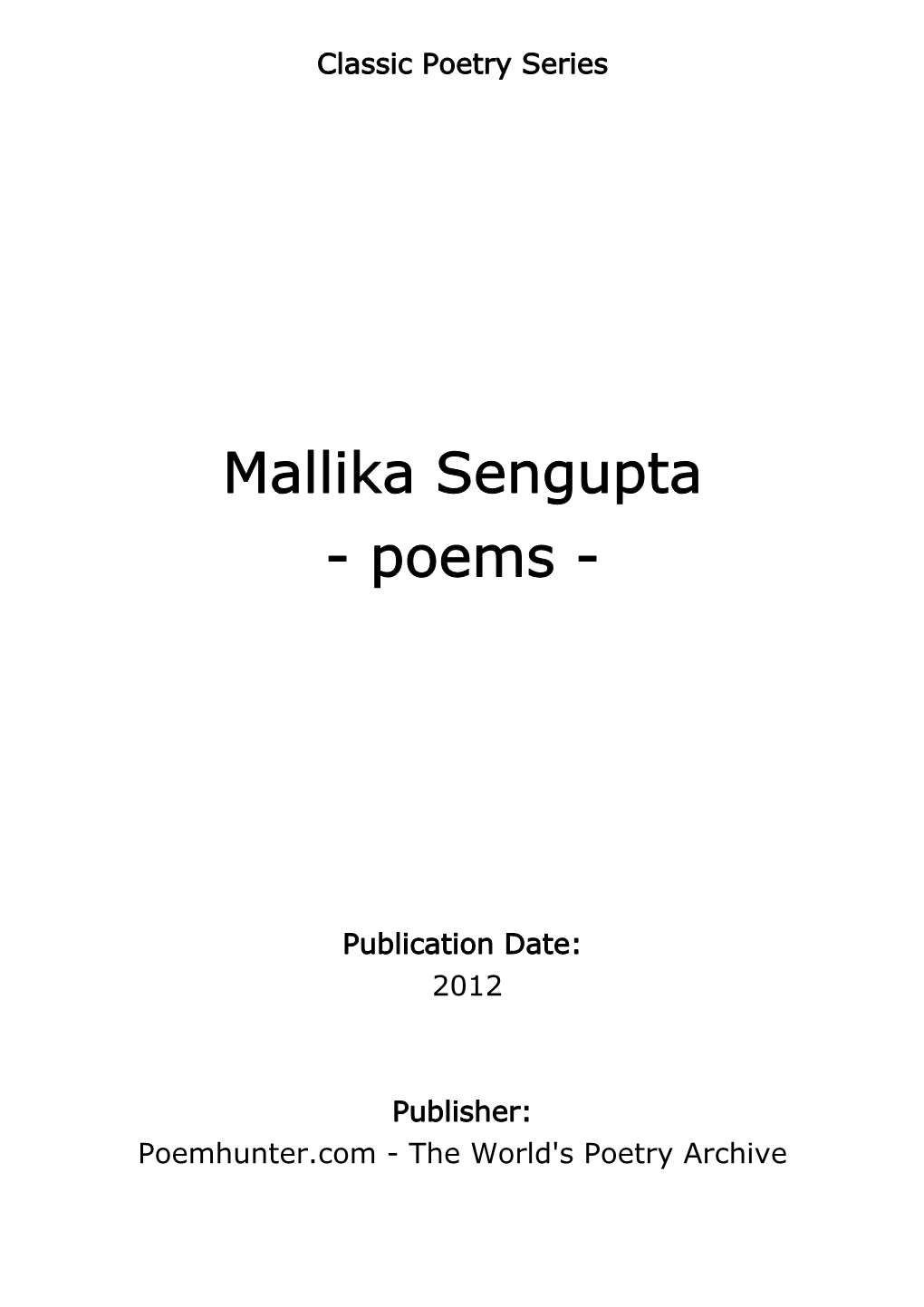 Mallika Sengupta - Poems