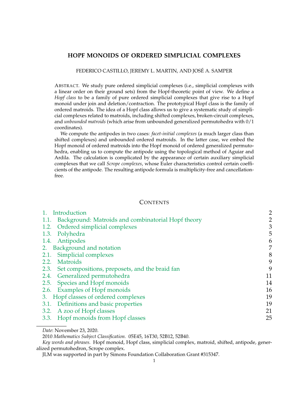 Hopf Monoids of Ordered Simplicial Complexes