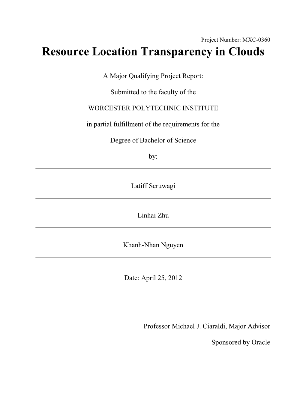 Resource Location Transparency in Clouds
