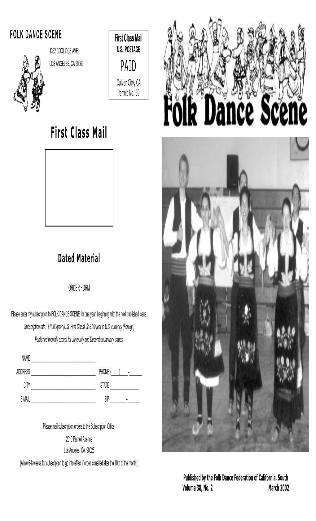 FOLK DANCE SCENE First Class Mail 4362 COOLIDGE AVE