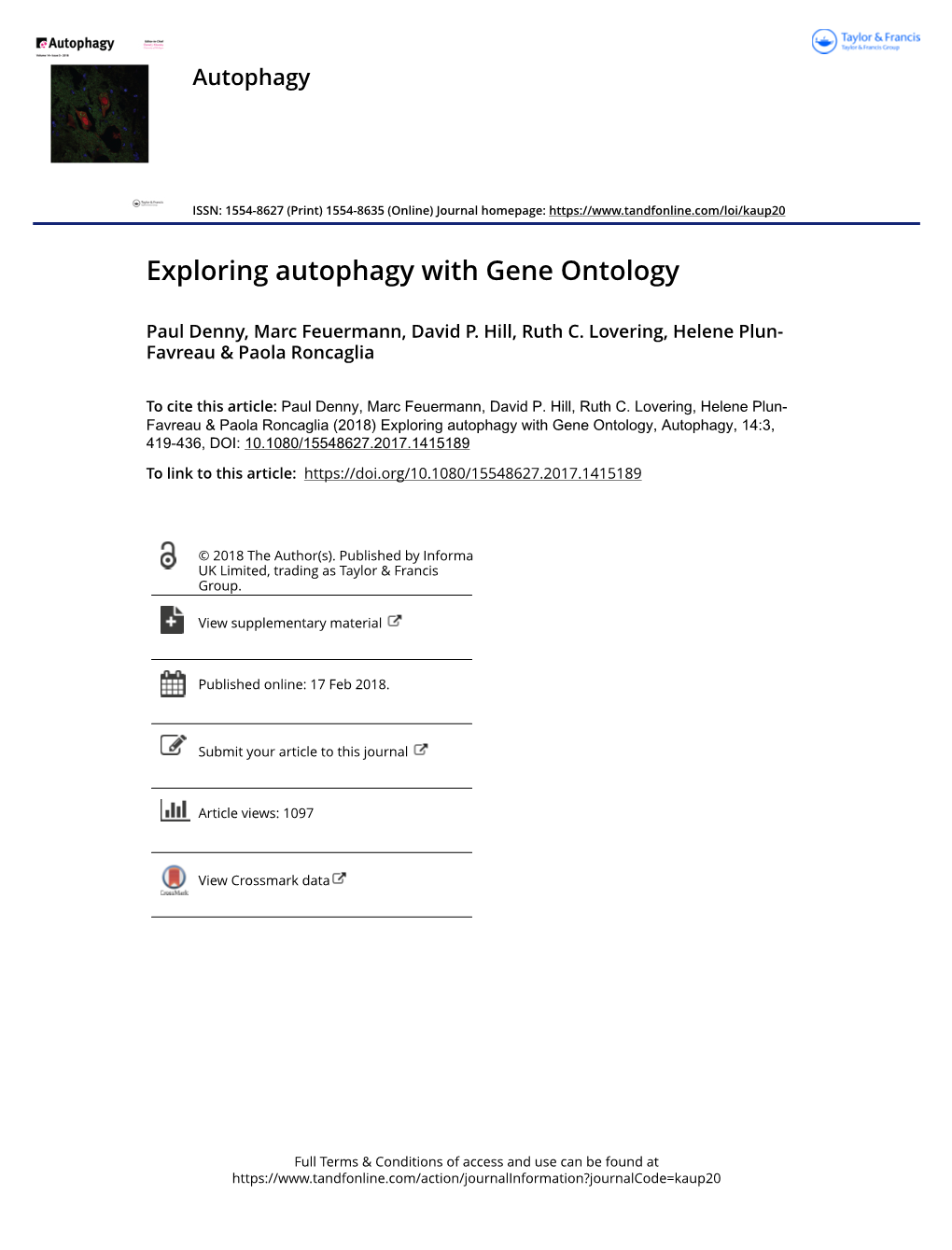 Exploring Autophagy with Gene Ontology