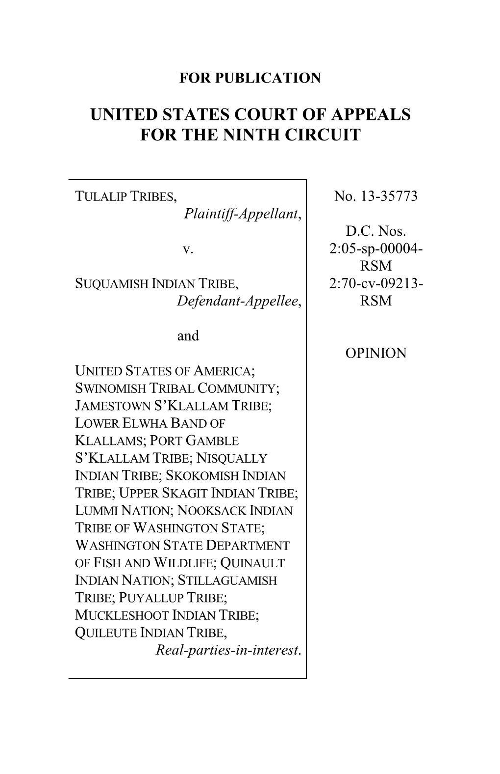 Tulalip Tribes V. Suquamish Tribe